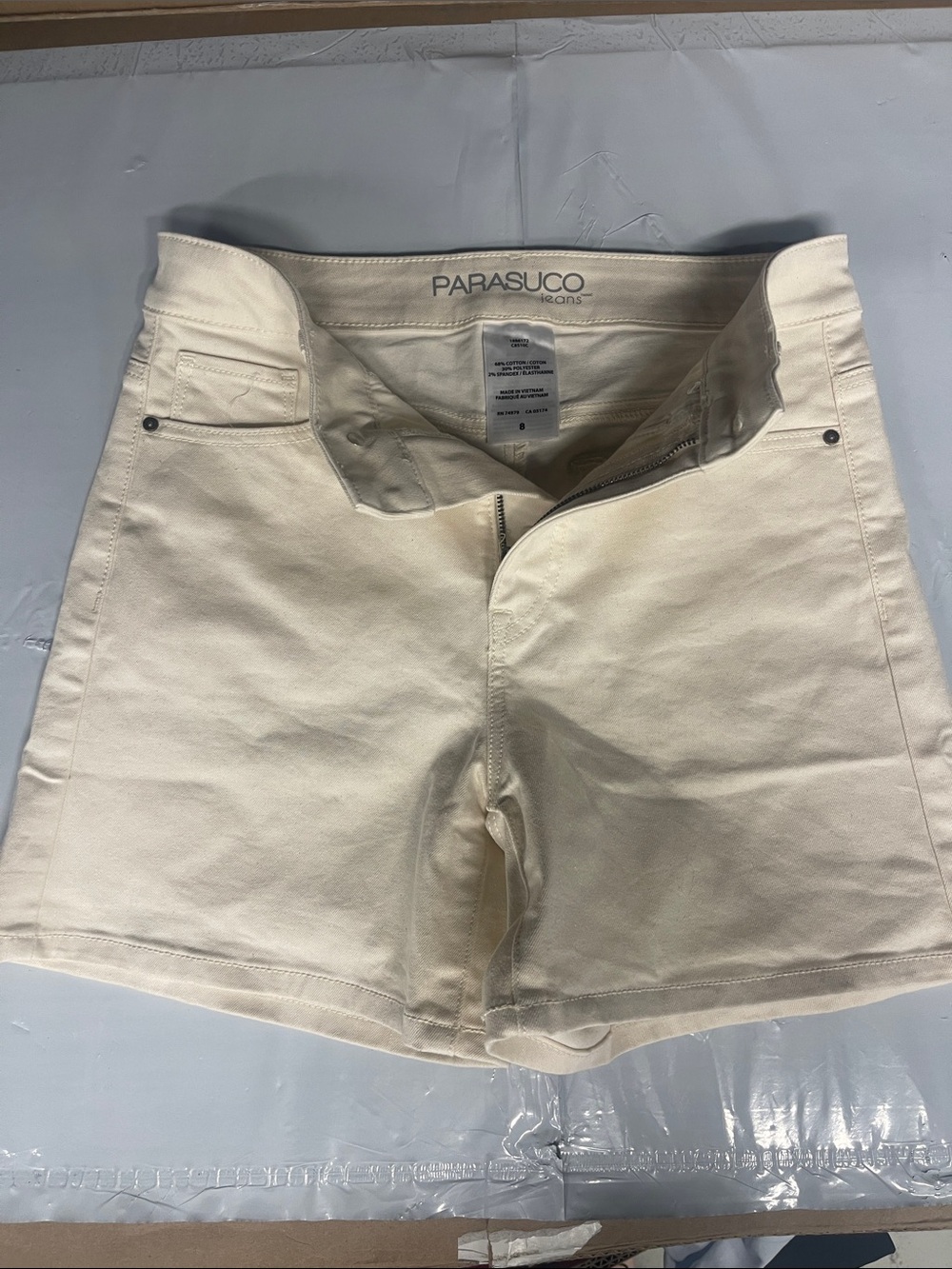 Parasuco Cream Denim High-Rise Shorts